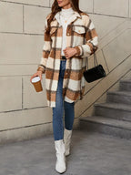 Women's Checked Teddy Coat – Oversized Fleece Winter Coat