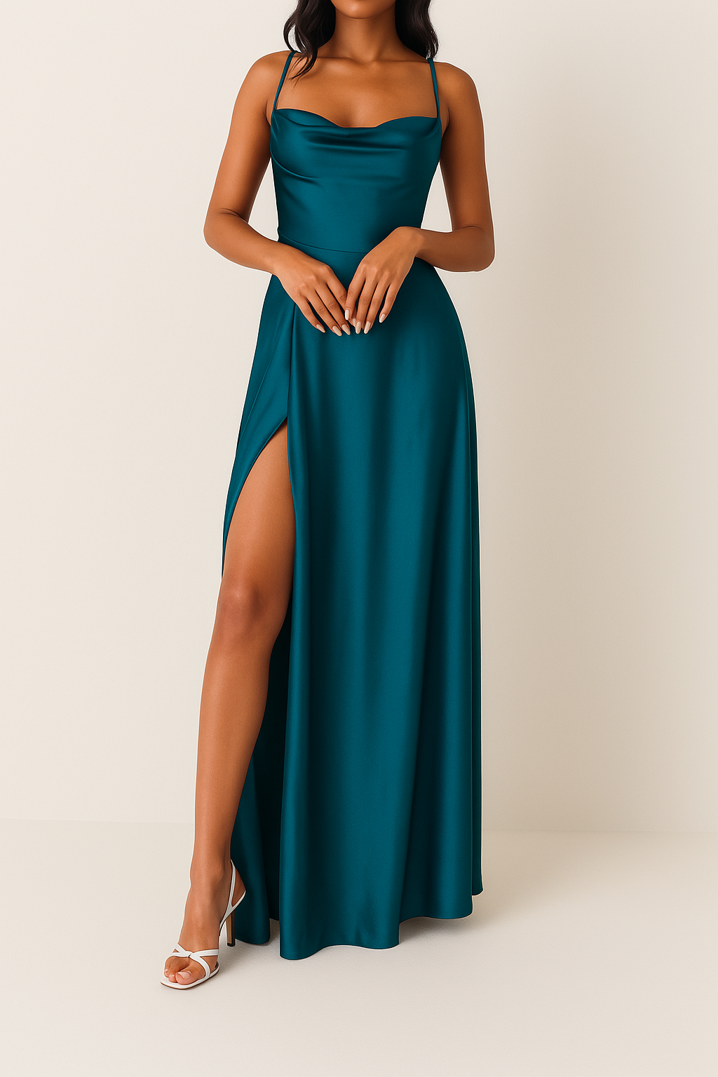 Women's High Slit Maxi Dress – Sleeveless Evening Occasion Dress