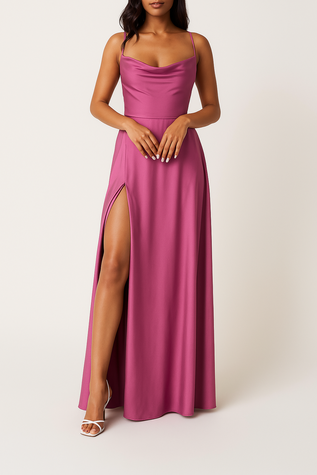 Women's High Slit Maxi Dress – Sleeveless Evening Occasion Dress
