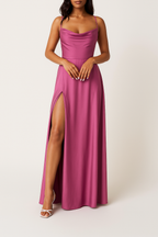 Women's High Slit Maxi Dress – Sleeveless Evening Occasion Dress