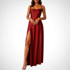 Women's High Slit Maxi Dress – Sleeveless Evening Occasion Dress