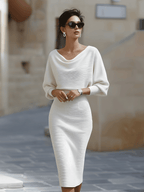 Women's Batwing Sleeve Dress – Boat Neck Bodycon Dress