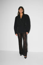 Women's Lace Flared Pants – Floral Mesh Flare Pants