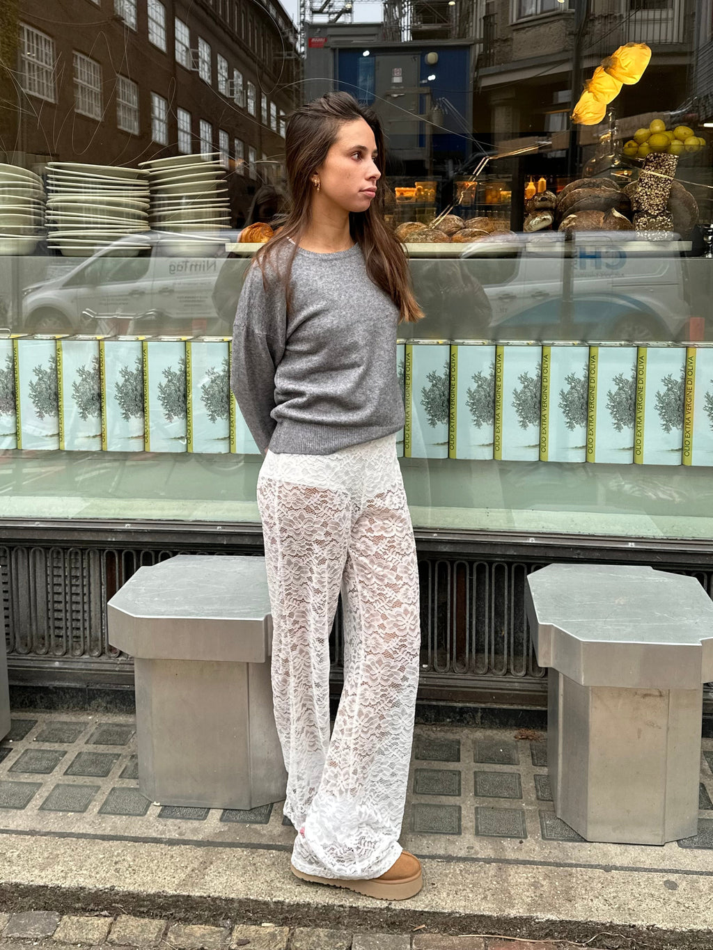 Women's Lace Flared Pants – Floral Mesh Flare Pants