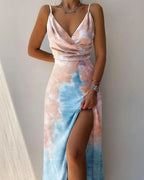 Women's V-Neck Floral Dress – Summer Midi Dress