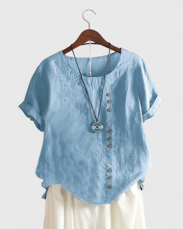 Women's Summer Blouse – Button Front Casual Blouse – Nadine