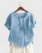 Women's Summer Blouse – Button Front Casual Blouse – Nadine