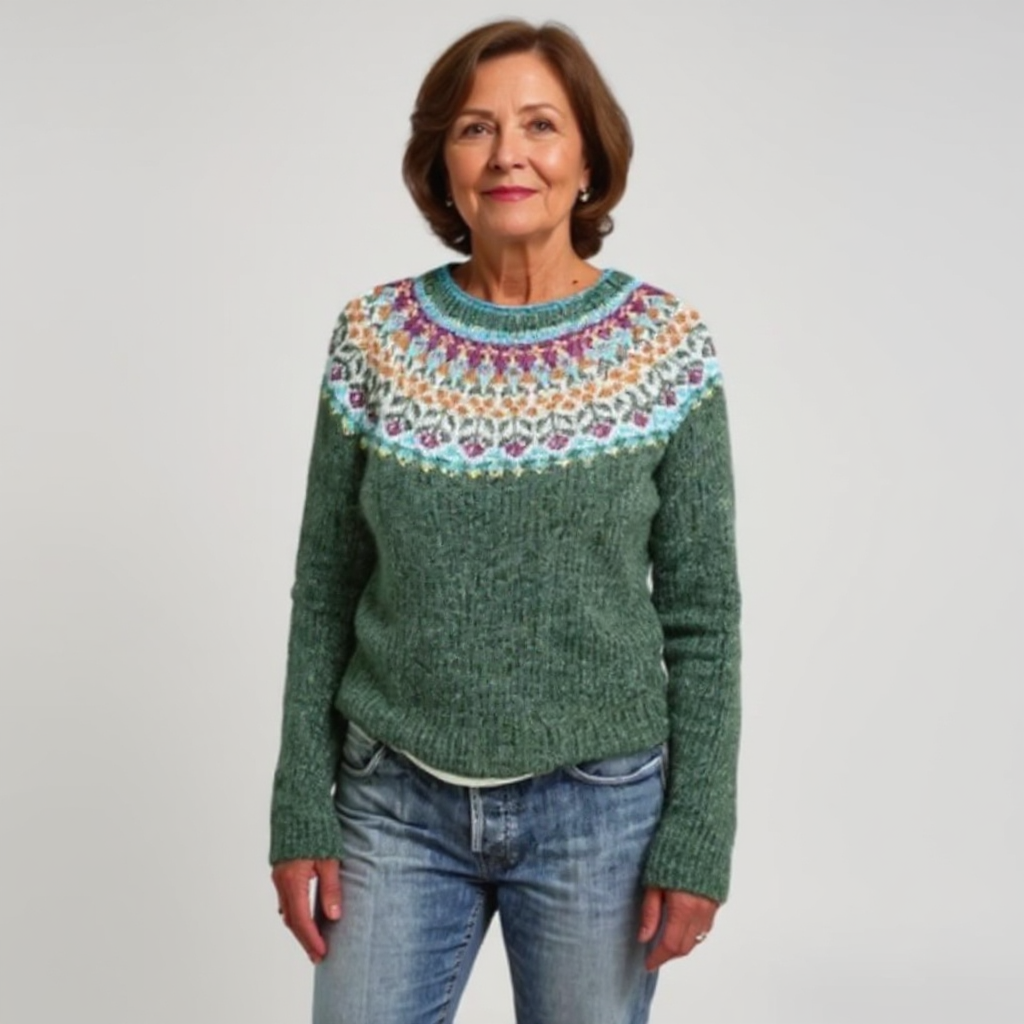 Women's Icelandic Sweater – Nordic Pattern Crew Neck Pullover