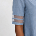 Women's Denim Look Shirt Dress – Button Front Long Sleeve Dress