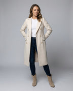 Women's Double-Breasted Winter Coat – Tailored Long Sleeve Overcoat