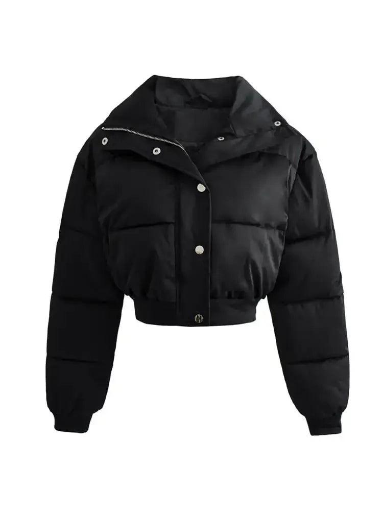 Women's Boxy Puffer Jacket – Cropped Quilted Winter Jacket