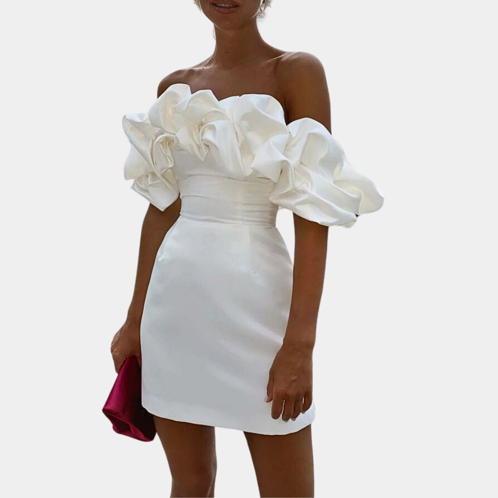 Women's White Boho Mini Dress – Flowy Vacation Dress