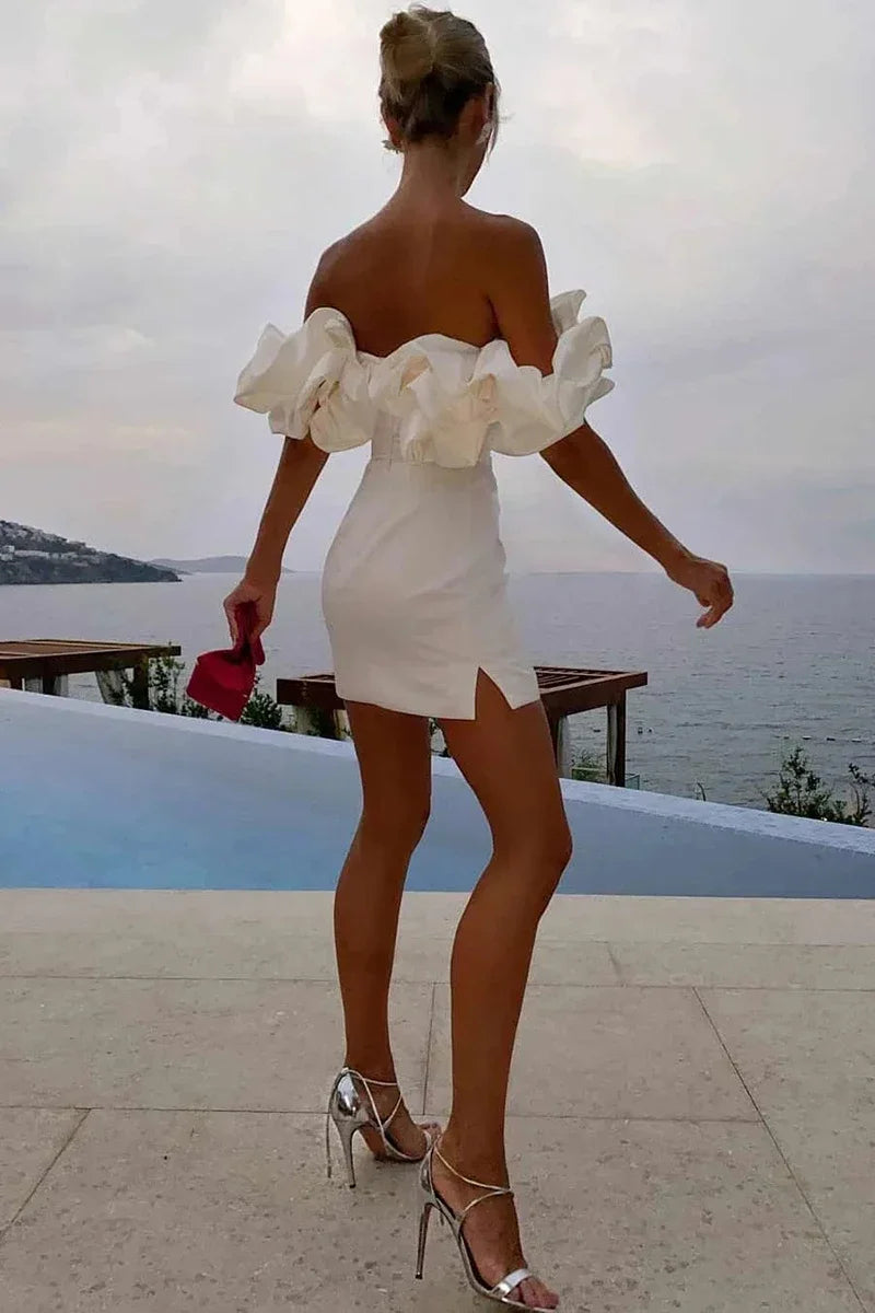Women's White Boho Mini Dress – Flowy Vacation Dress