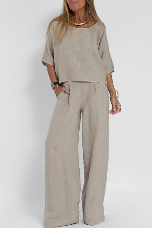 Women's Relaxed Wide Leg Set – Summer Top Matching Pants Set