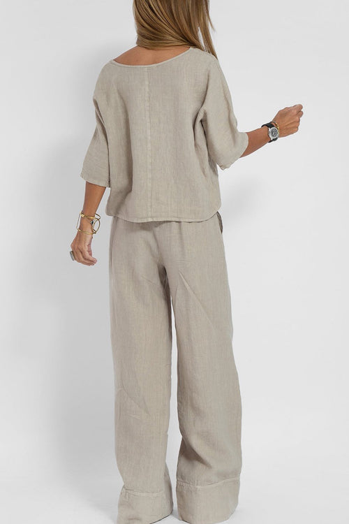 Women's Relaxed Wide Leg Set – Summer Top Matching Pants Set