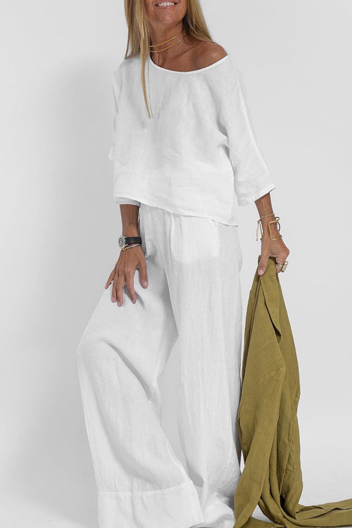 Women's Relaxed Wide Leg Set – Summer Top Matching Pants Set