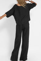Women's Relaxed Wide Leg Set – Summer Top Matching Pants Set
