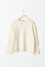 Women's Balloon Sleeve Sweater – Oversized Round Neck Knit Pullover