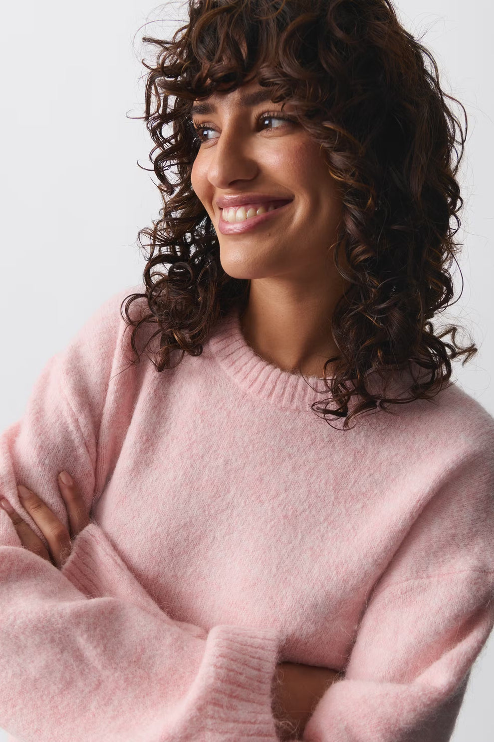 Women's Balloon Sleeve Sweater – Oversized Round Neck Knit Pullover