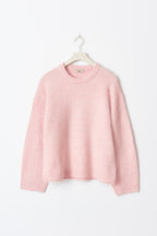 Women's Balloon Sleeve Sweater – Oversized Round Neck Knit Pullover
