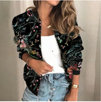 Women's Printed Zip-Up Jacket – Lightweight Patterned Casual Jacket