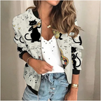 Women's Printed Zip-Up Jacket – Lightweight Patterned Casual Jacket