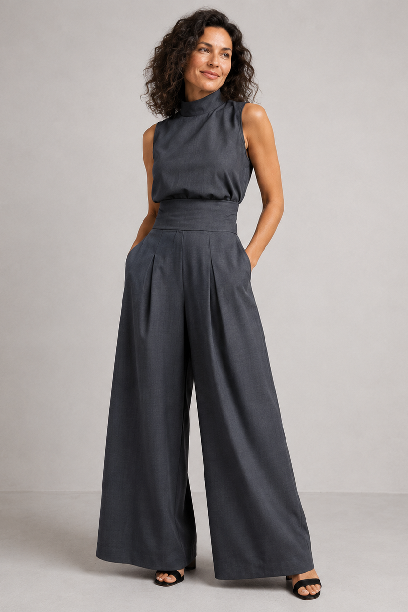 Women's Wide Leg Pants Set – Sleeveless Summer Set