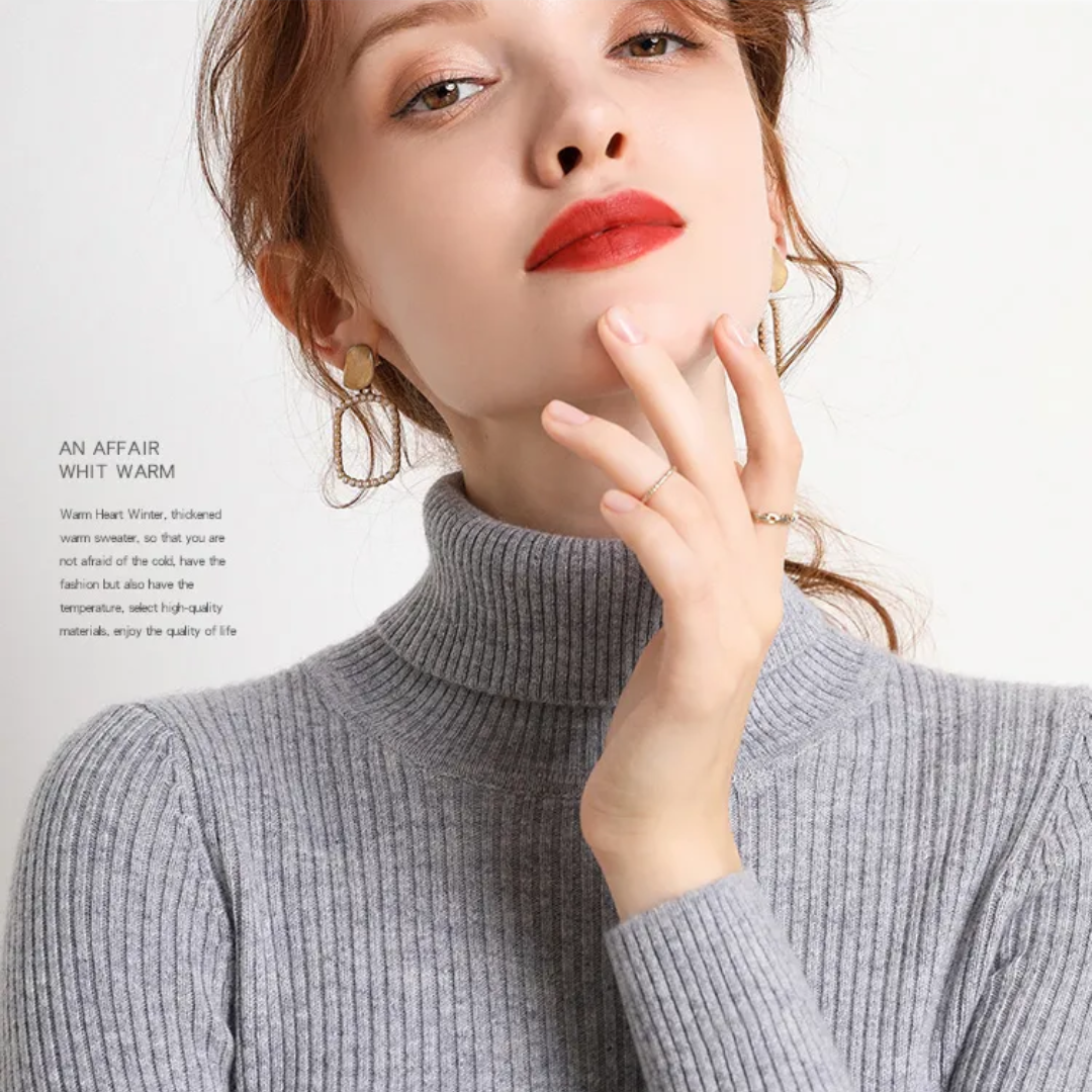 Women's Turtleneck Sweater – Classic Roll Neck Winter Sweater