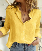 Women's Relaxed V-Neck Blouse – Long Sleeve Everyday Blouse