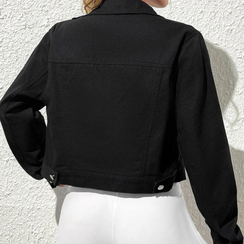 Women's Cropped Jean Jacket – Fitted Short Button Front Jacket