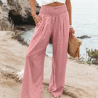 Women's High Waist Palazzo Pants – Wide Leg Elastic Waist Trousers