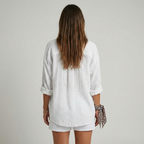 Women's Pleated Button Blouse – Relaxed Long Sleeve Shirt Blouse