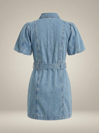 Women's Button Front Mini Dress – Tailored Short Sleeve Dress