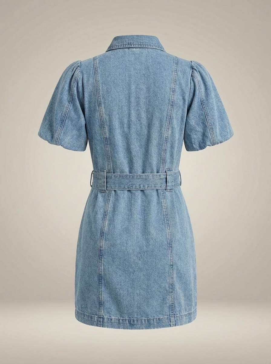 Women's Button Front Mini Dress – Tailored Short Sleeve Dress