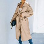 Women's Long Trench Coat – Tailored Belted Overcoat
