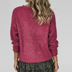 Women's Openwork V-Neck Blouse – Long Sleeve Textured Detail Blouse