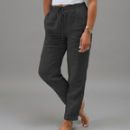 Women's High Waist Pull-On Pants – Elastic Waist Relaxed Trousers