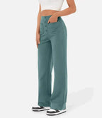 Women's High Waist Leisure Pants – Stretch Pocket Casual Trousers