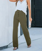 Women's High Waist Elastic Pants – Stretch Pull-On Casual Trousers