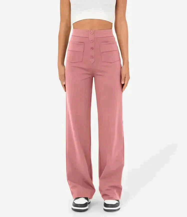 Women's High Waist Elastic Pants – Stretch Pull-On Casual Trousers