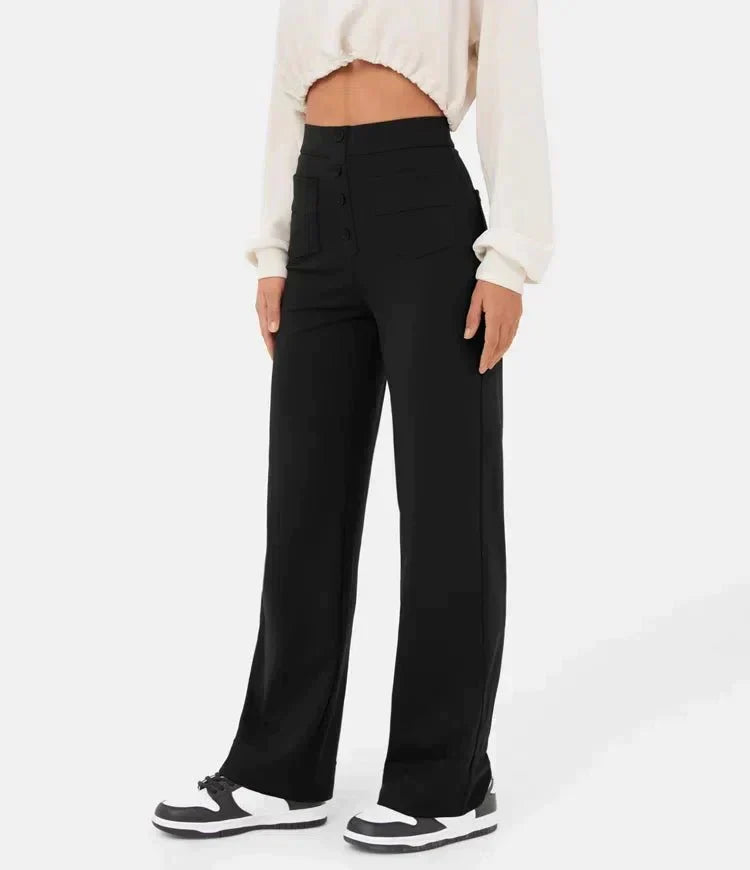 Women's High Waist Elastic Pants – Stretch Pull-On Casual Trousers