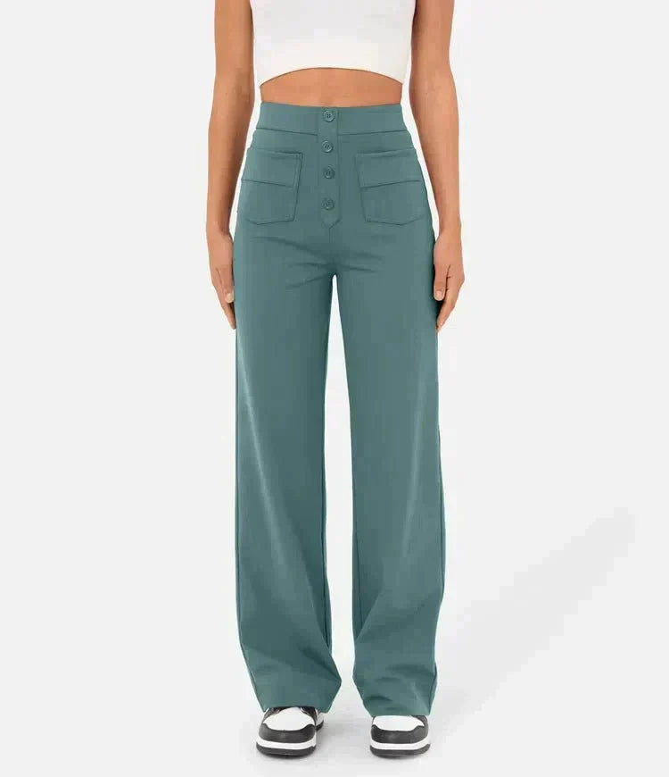 Women's High Waist Elastic Pants – Stretch Pull-On Casual Trousers