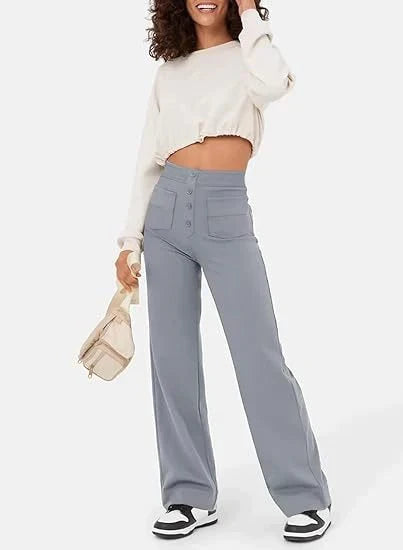 Women's High Waist Elastic Pants – Stretch Pull-On Casual Trousers