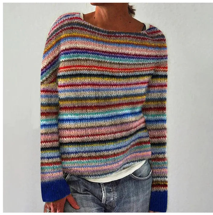 Women's Norwegian Pattern Sweater – Nordic Crew Neck Long Sleeve Pullover