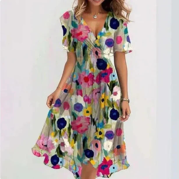 Annegret | V-Neck Summer Midi Dress