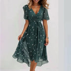 Women's Summer Midi Dress – V-Neck Casual Dress – Annegret