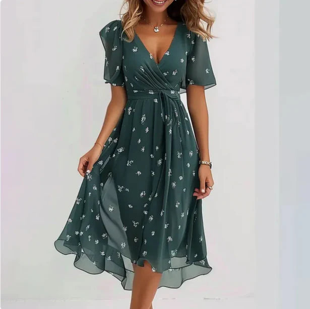 Annegret | V-Neck Summer Midi Dress