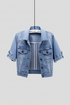 Women's Short Jean Jacket – Cropped Button Front Casual Jacket