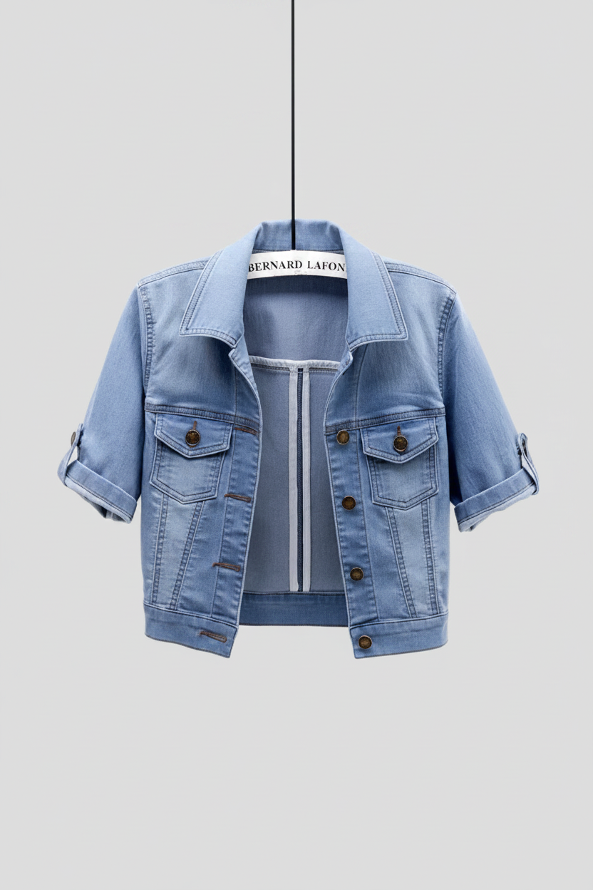 Women's Short Jean Jacket – Cropped Button Front Casual Jacket