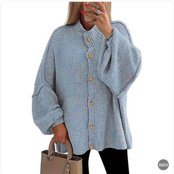 Women's Oversized Long Vest – Gold Button Relaxed Fit Vest